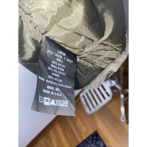 Halys Sekri PCU Level 7 Vest Jacket Mens Sz Large Green Olive Outdoor Insulated - Picture 12 of 13